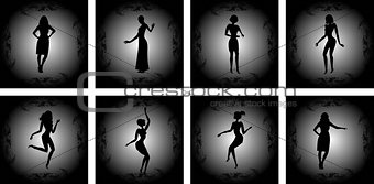 Abstract female silhouettes with background