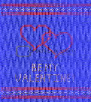 Knitted background with hearts 