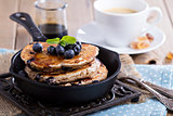 Pancakes with banana and blueberries