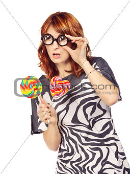 Crazy Woman With Lollipop