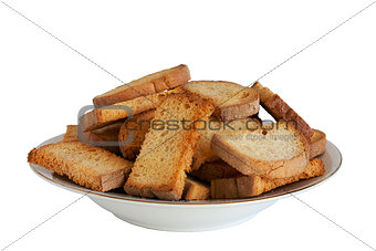 freshly made croutons on a plate