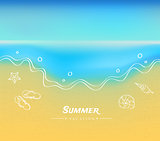 Summer background with sand and water