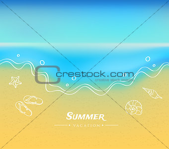 Summer background with sand and water