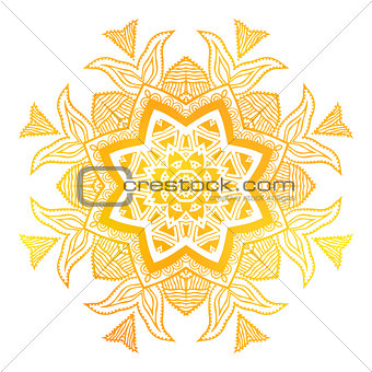 Gold flower over white background