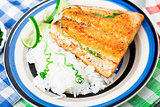 Baked salmon with rice