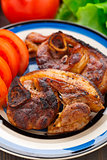Pan fried pork with tomatoes