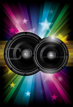 Disco club flyer with black speakers