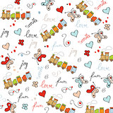 trains, wagons and rails , doodle  seamless pattern