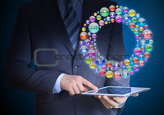 Businessman holding tablet in his hands