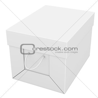 Closed white cardboard package box