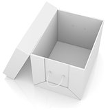 Opened white cardboard package box