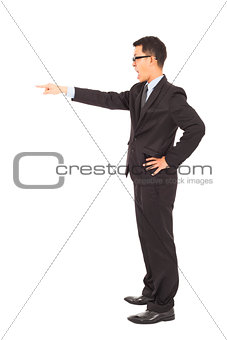  businessman pointing to  something with yelling