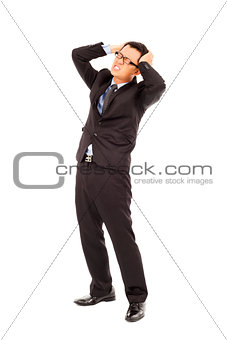 businessman suffering from stress and a headache