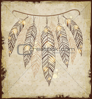 Decorative background with feathers