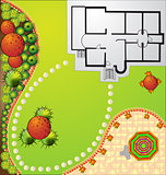 Vector Landscape Plan with treetop symbols