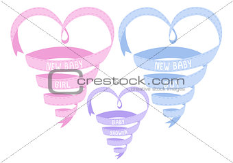 new baby heart shaped ribbon, vector