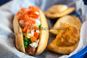 Hotdog with pierogis