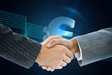 Composite image of business handshake against euro sign