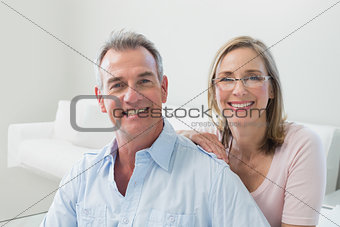 Close-up of a loving couple in the living room