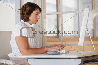 Young businesswoman using computer at office desk