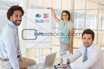 Businesswoman giving presentation to colleagues in office
