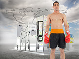 Composite image of boxer standing