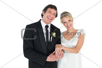 Beautiful newlywed couple smiling