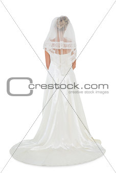 Rear view of bride in luxurious dress