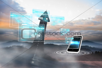 Composite image of business interfaces and smarpthone
