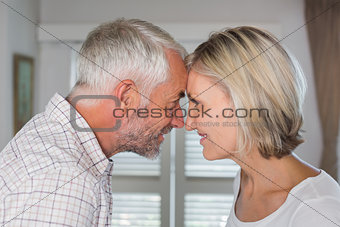 Mature couple looking at each other at home