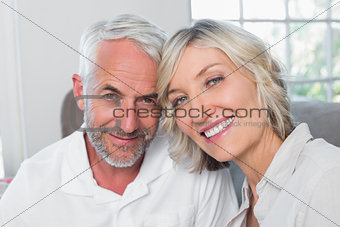 Close-up of a happy mature couple at home