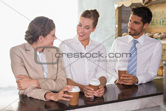 Team during break time in office cafeteria