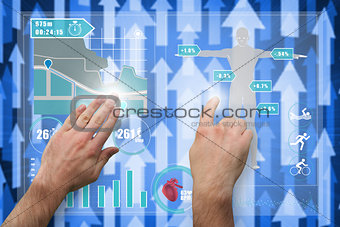 Composite image of hands pointing and presenting