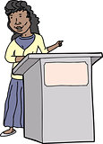 Woman Speaking at Lectern