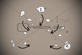 Composite image of economy doodles with arrows
