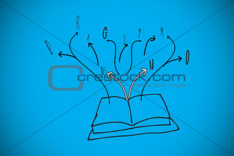 Composite image of open book doodle