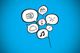 Composite image of speech bubbles with app icons