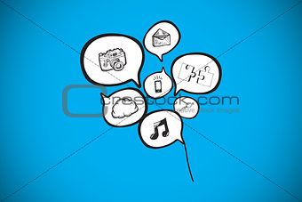 Composite image of speech bubbles with app icons