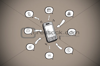 Composite image of smartphone and app icons