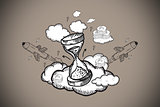Composite image of hourglass doodle
