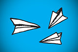 Composite image of paper airplanes doodle