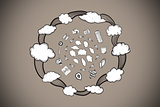 Composite image of cloud computing doodles