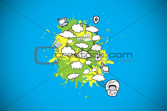 Composite image of cloud computing concept on paint splashes
