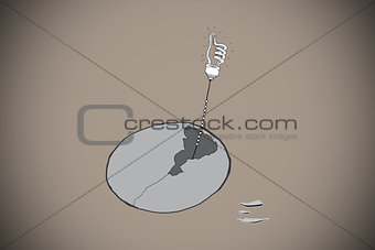 Composite image of thumb up light bulb hatching from egg