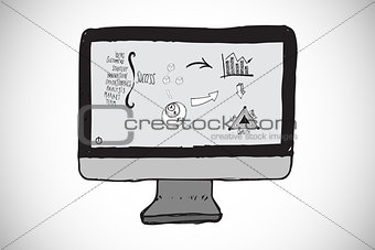 Composite image of business doodles on computer screen