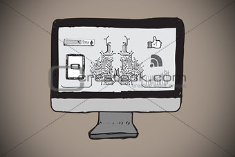 Composite image of computing and business doodles on computer screen