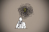 Composite image of confused businessman doodle