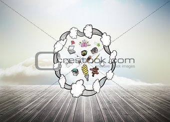 Composite image of idea doodles with clouds