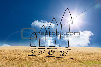 Composite image of arrows with percentages doodle