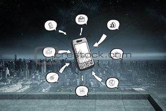 Composite image of smartphone and app icons